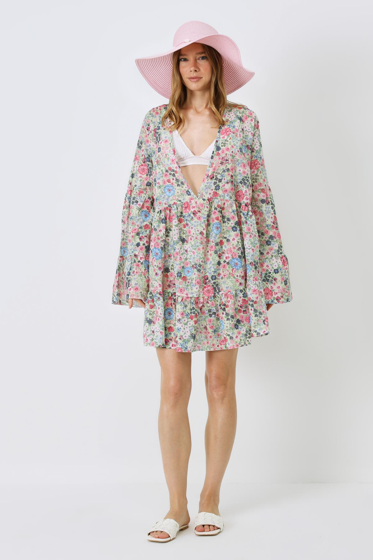 Pareo Plaj Elbisesi 22329 Çiçekli