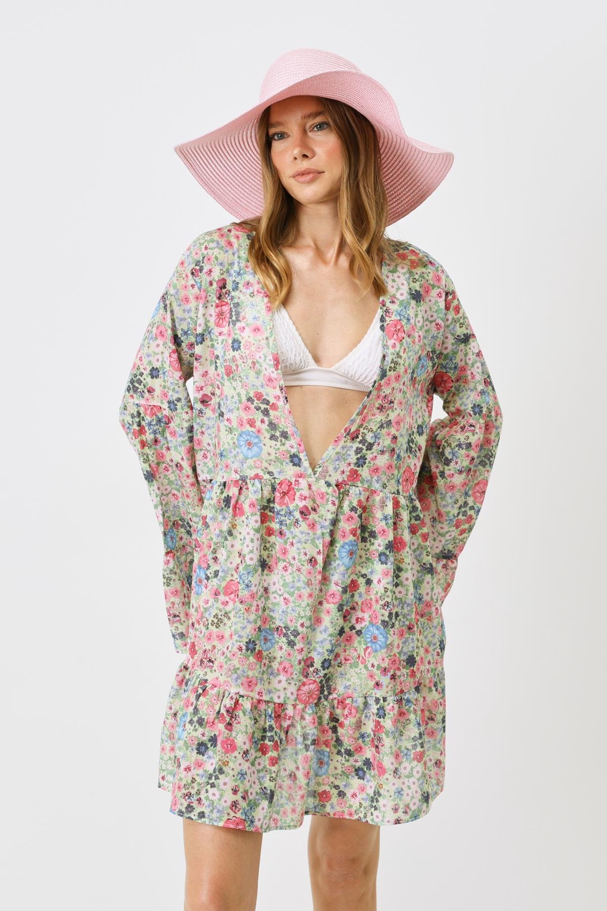 Pareo Plaj Elbisesi 22329 Çiçekli