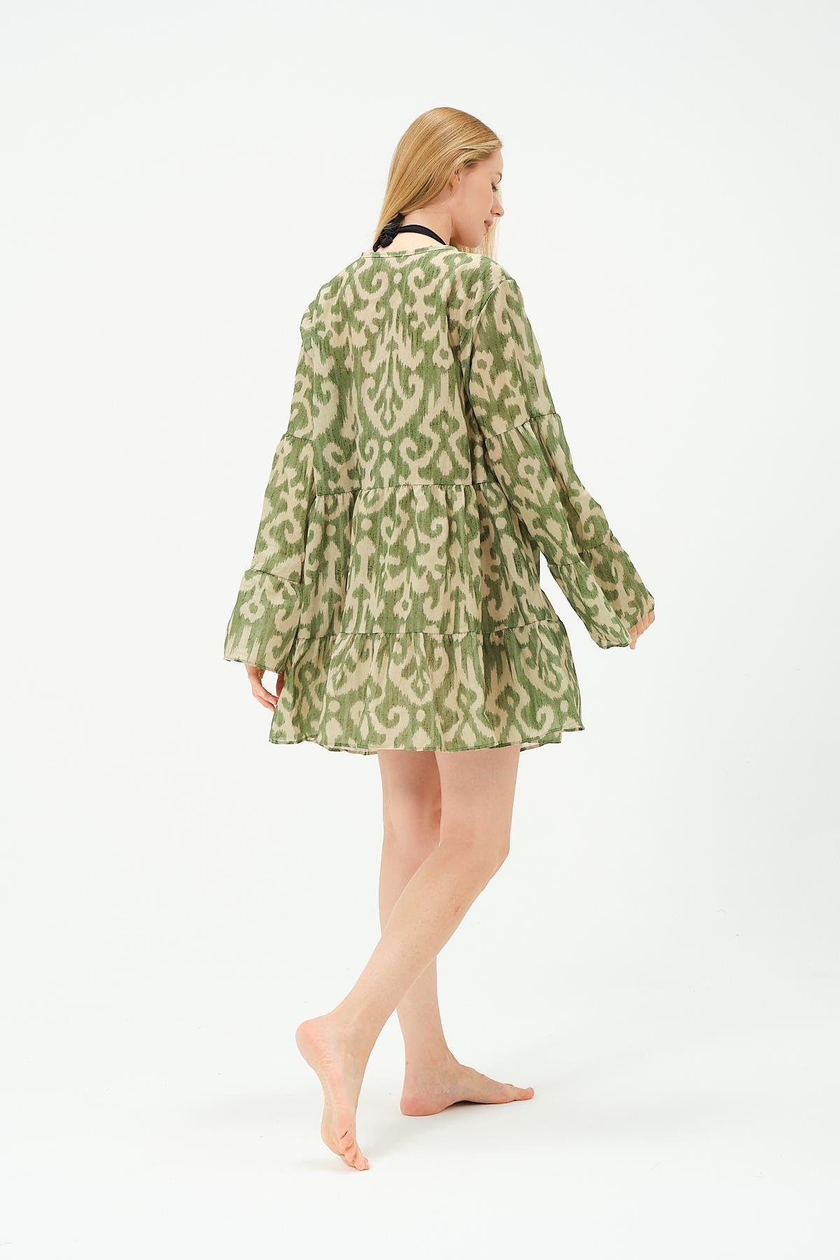 Pareo Plaj Elbisesi 22329 Yeşil/Sarı