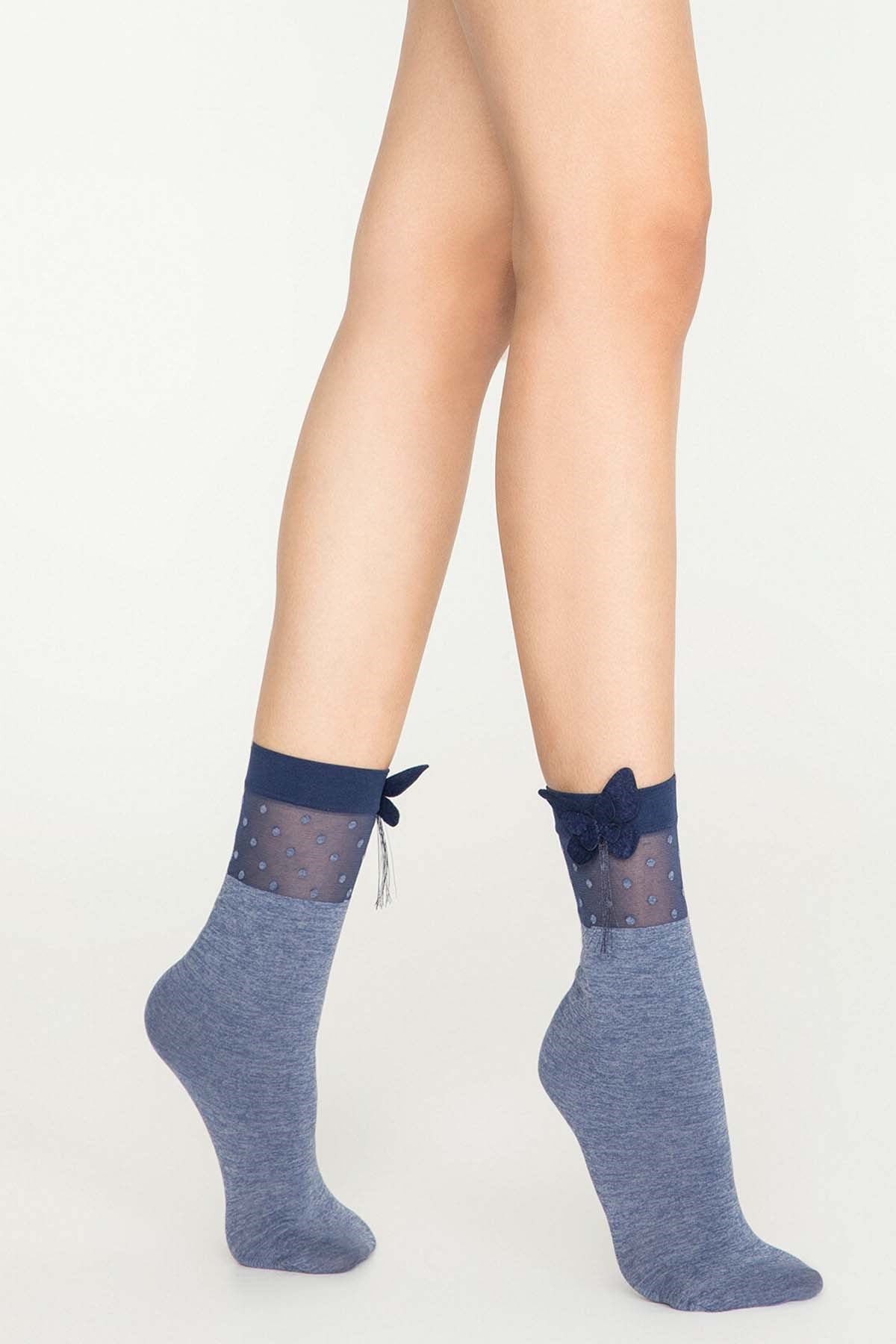 Penti Classy Desenli Soket Çorap Denim