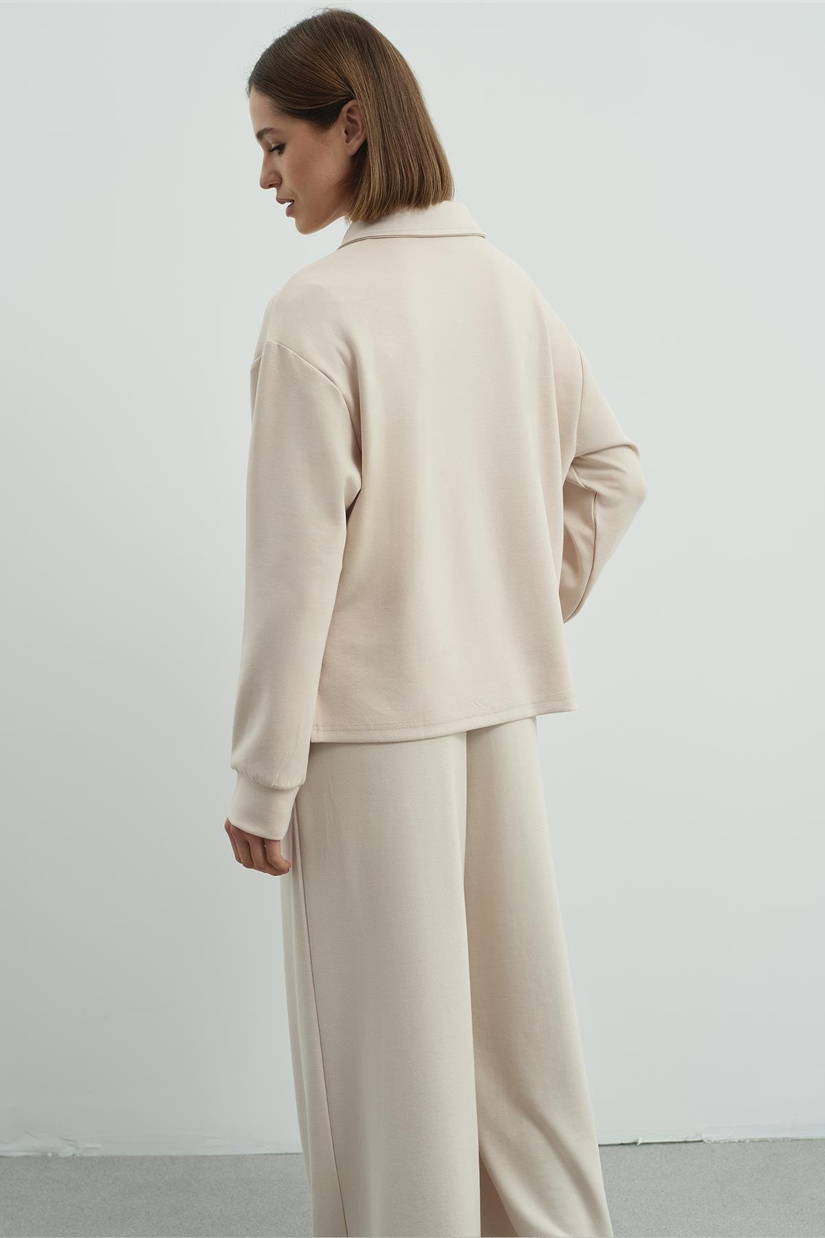 Pure Touch Fermuarlı Sweat CC7002 Bej