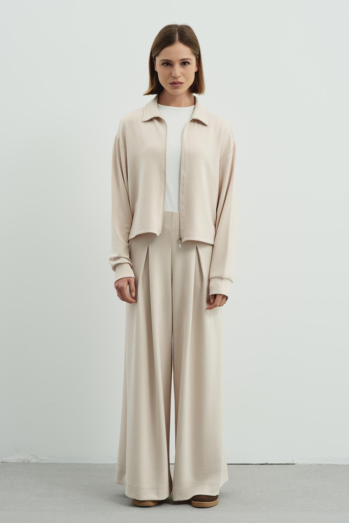 Pure Touch Fermuarlı Sweat CC7002 Bej