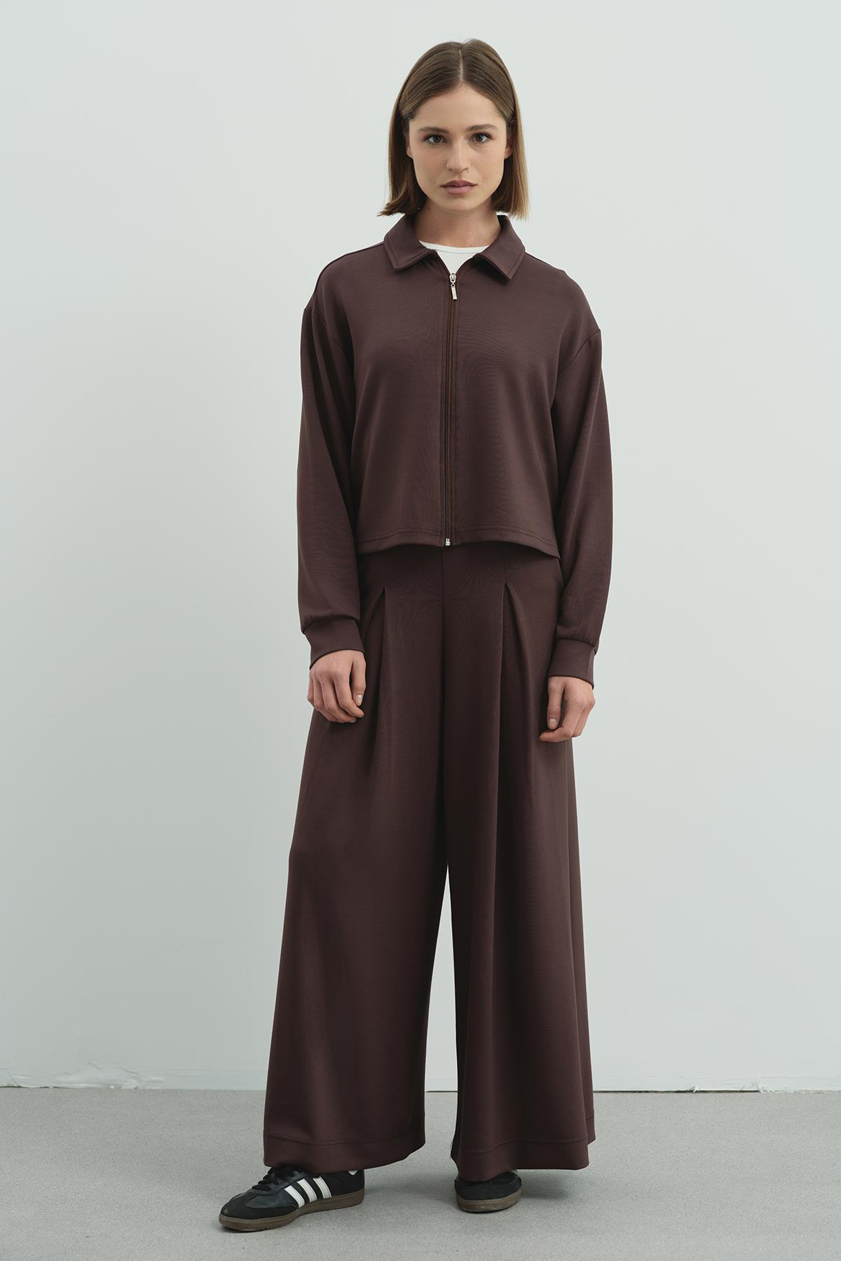 Pure Touch Fermuarlı Sweat CC7002 Kahve