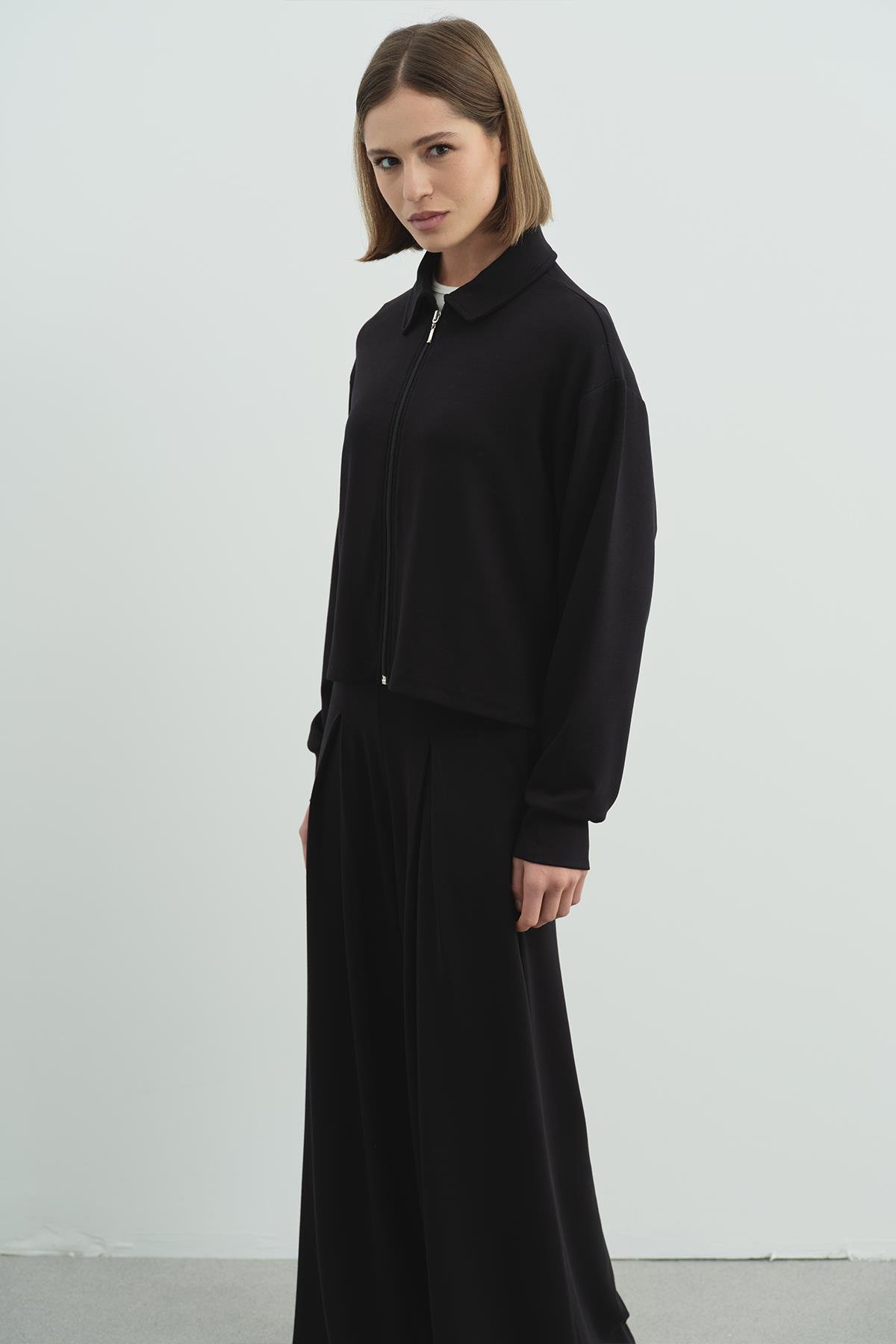 Pure Touch Fermuarlı Sweat CC7002 Siyah