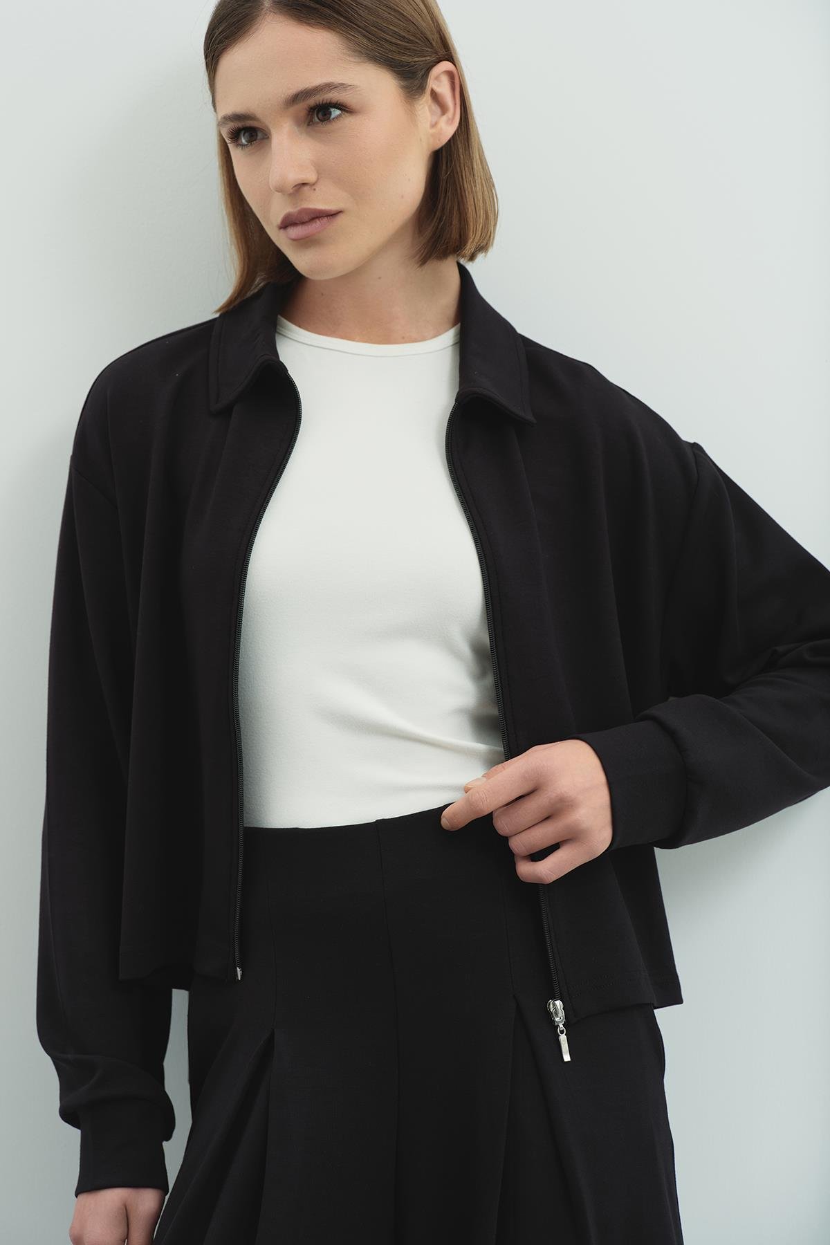 Pure Touch Fermuarlı Sweat CC7002 Siyah