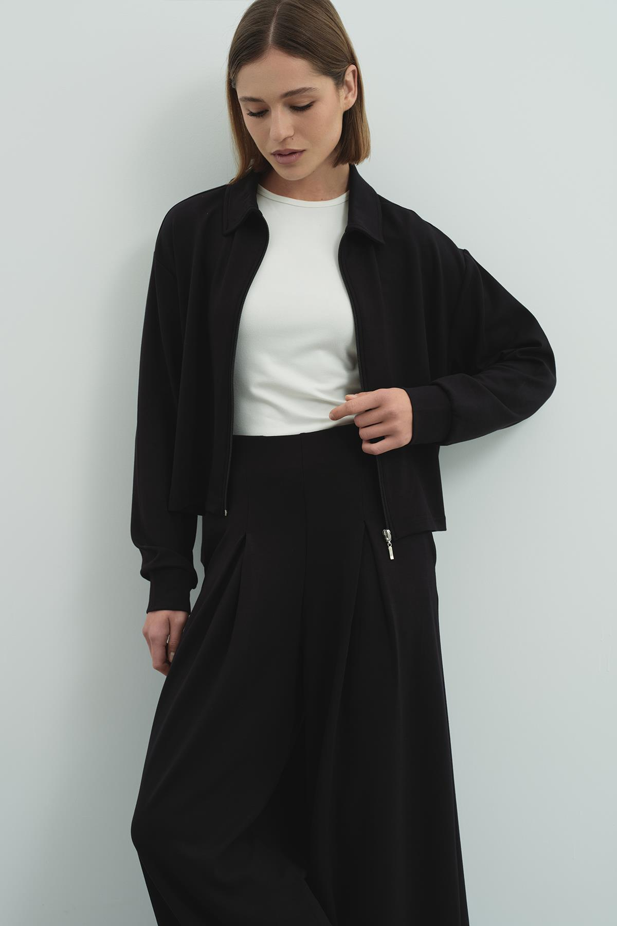 Pure Touch Fermuarlı Sweat CC7002 Siyah