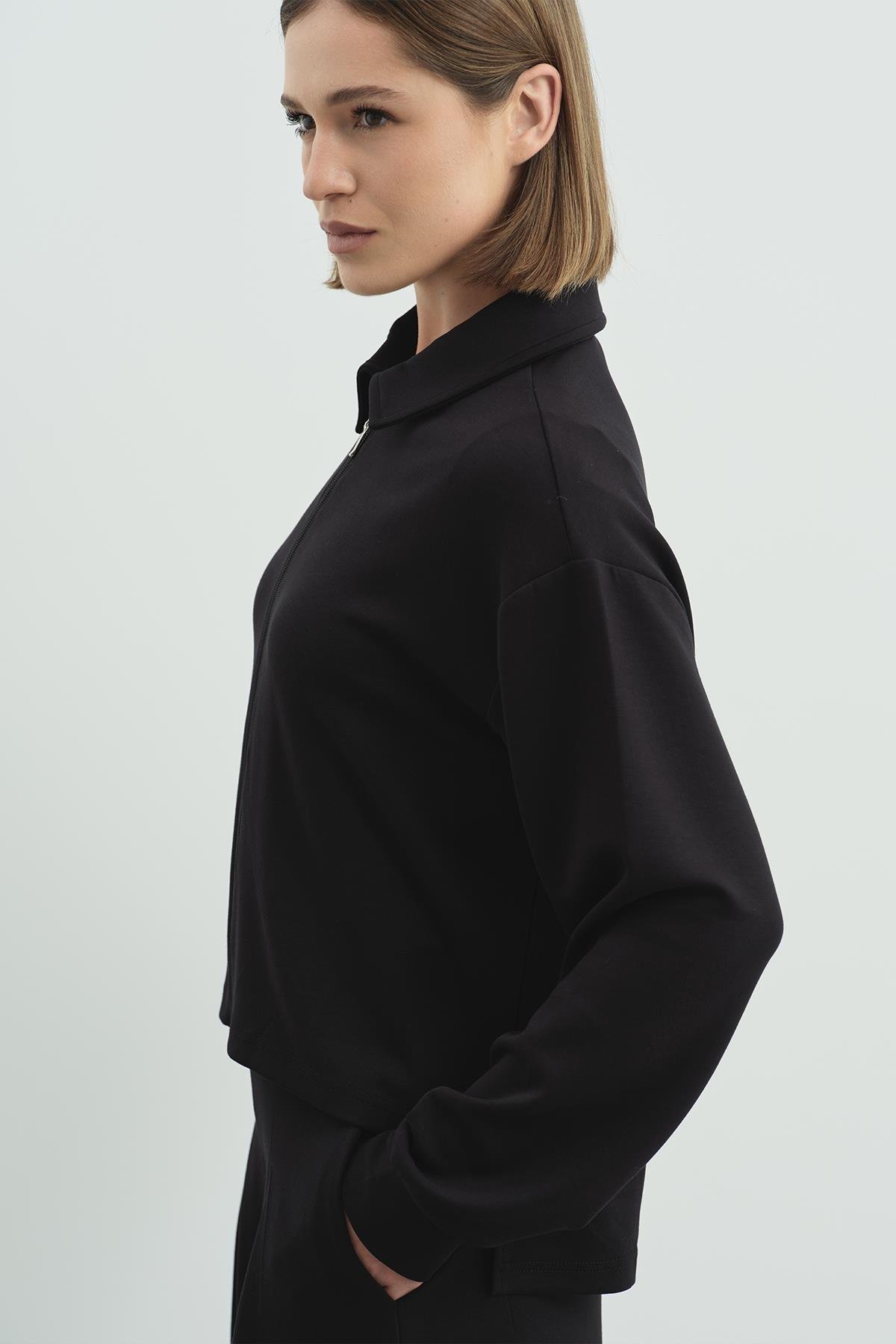 Pure Touch Fermuarlı Sweat CC7002 Siyah