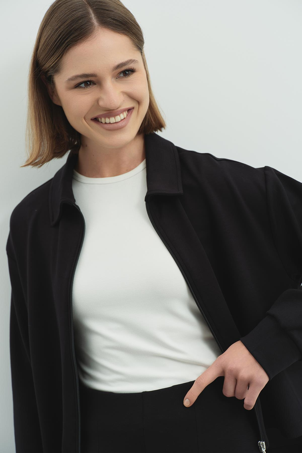 Pure Touch Fermuarlı Sweat CC7002 Siyah