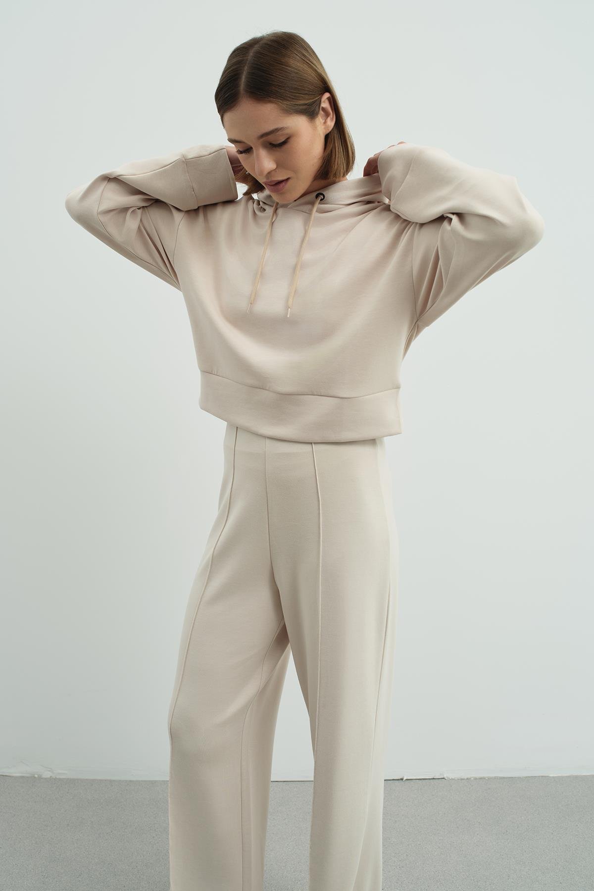 Pure Touch Kapüşonlu Sweat CC7004 Bej