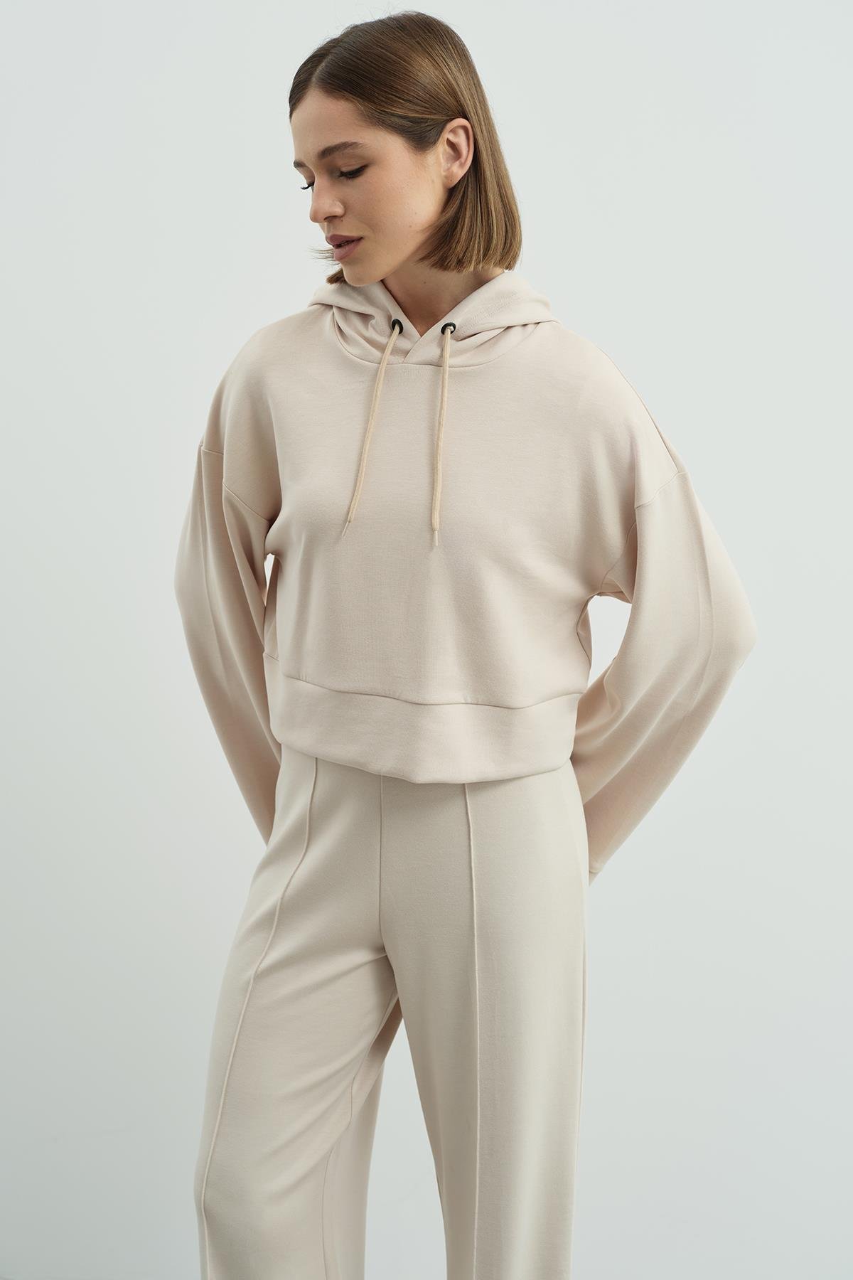 Pure Touch Kapüşonlu Sweat CC7004 Bej