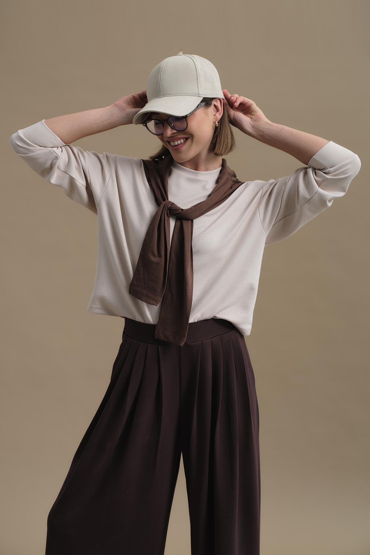 Pure Touch Pileli Bol Pantolon CC7006 Kahve