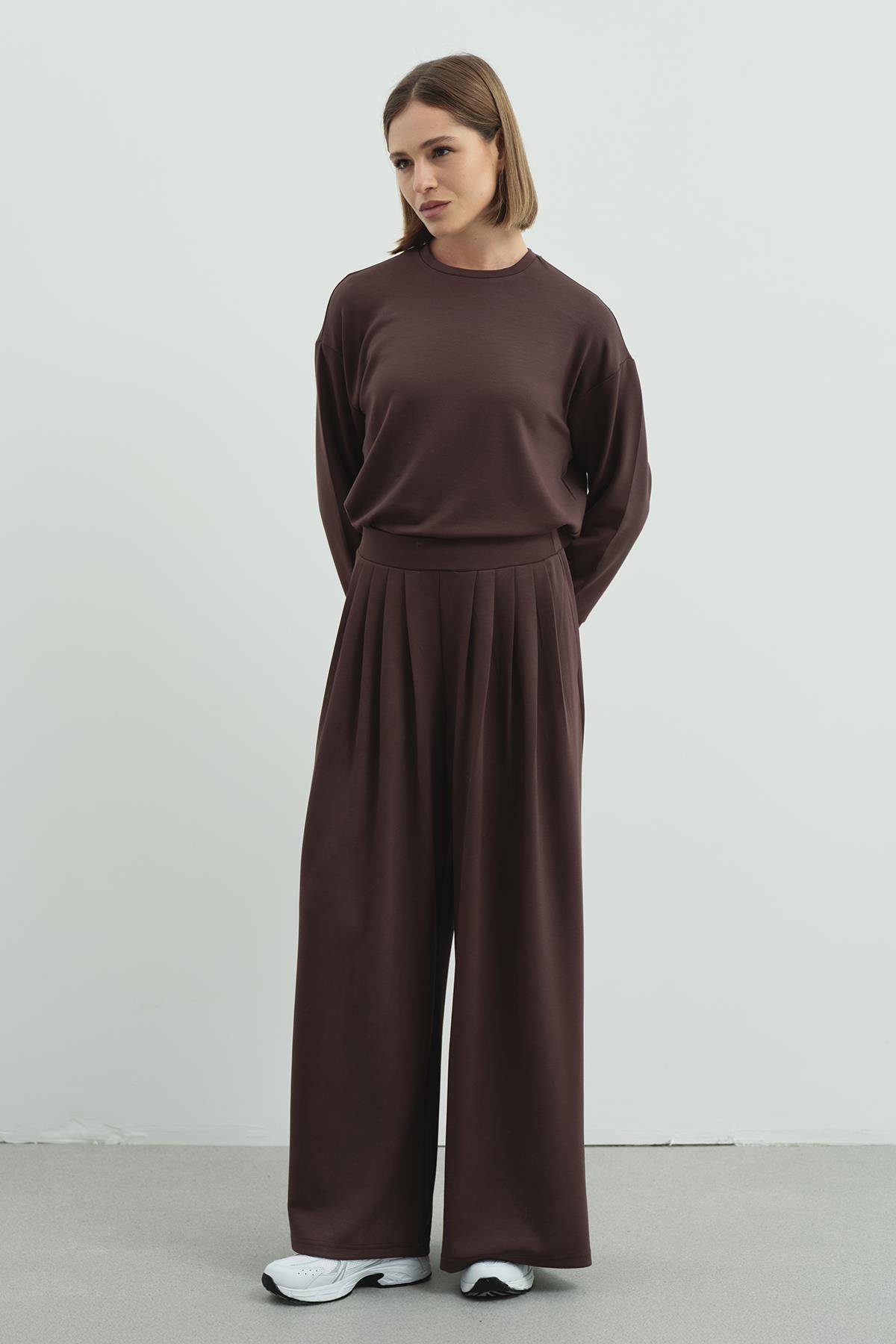 Pure Touch Pileli Bol Pantolon CC7006 Kahve