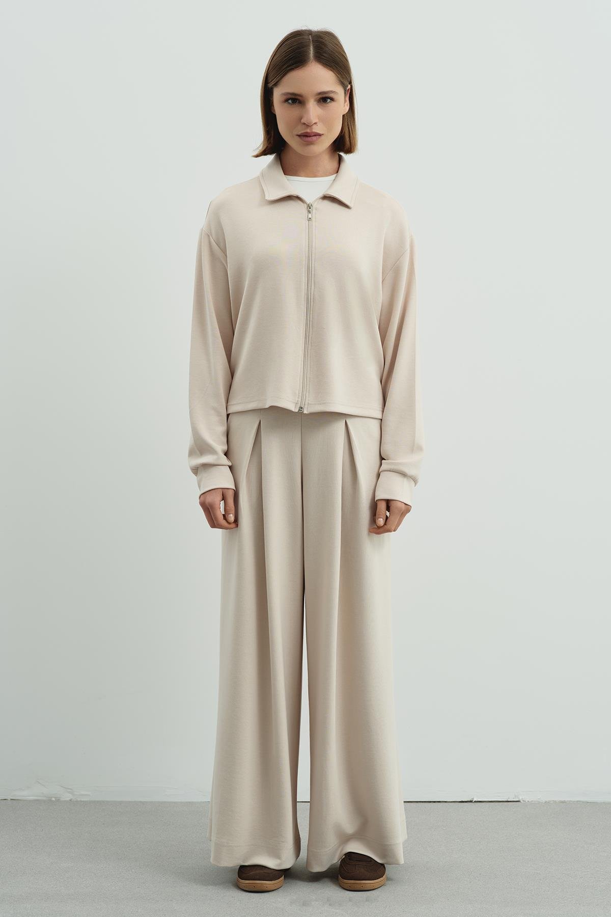 Pure Touch Tek Pileli Pantolon CC7007 Bej