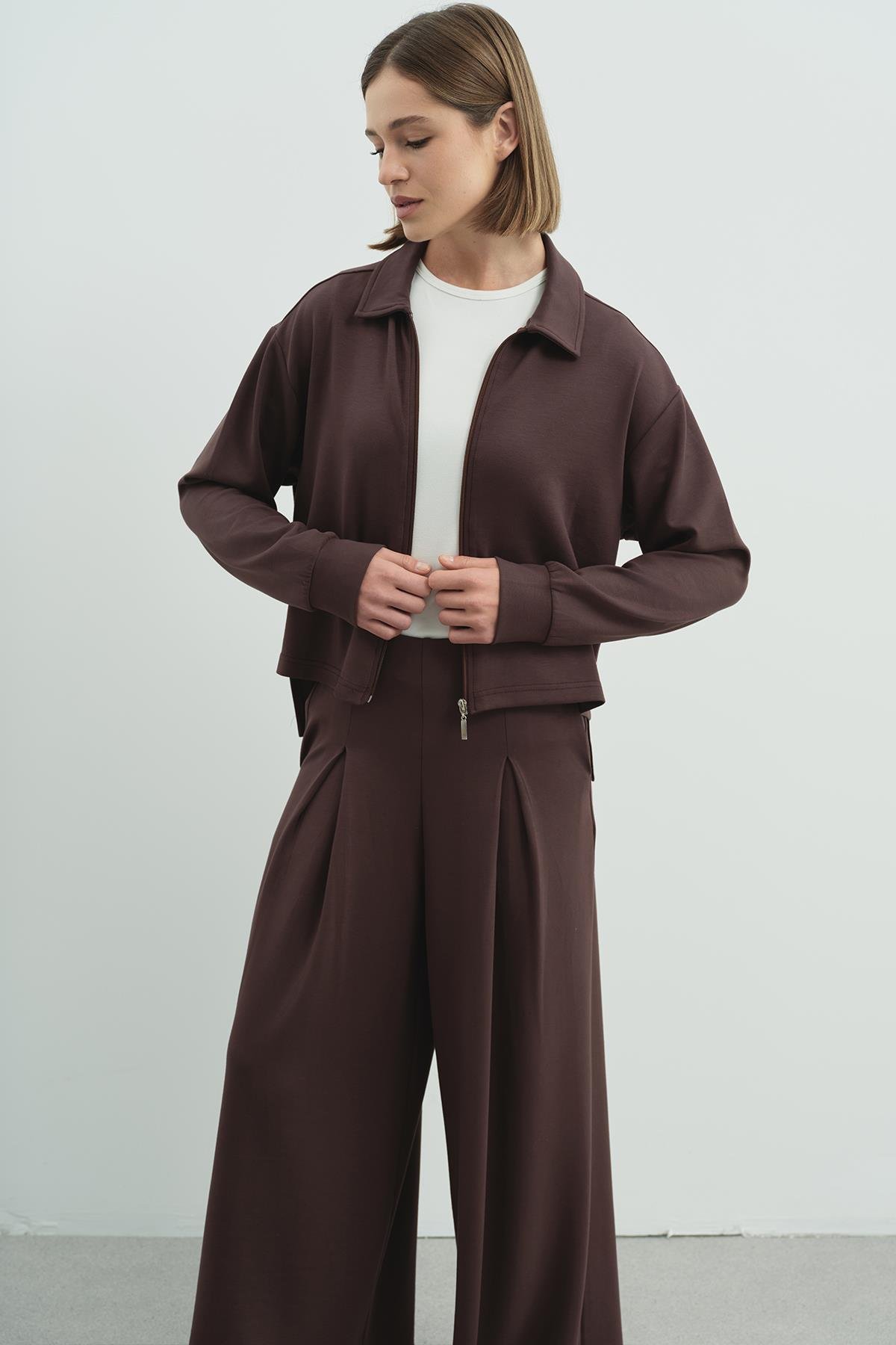 Pure Touch Tek Pileli Pantolon CC7007 Kahve