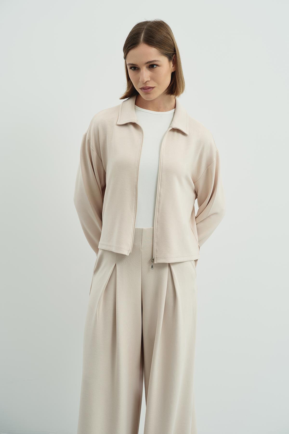 Pure Touch Tek Pileli Pantolon CC7007 Bej