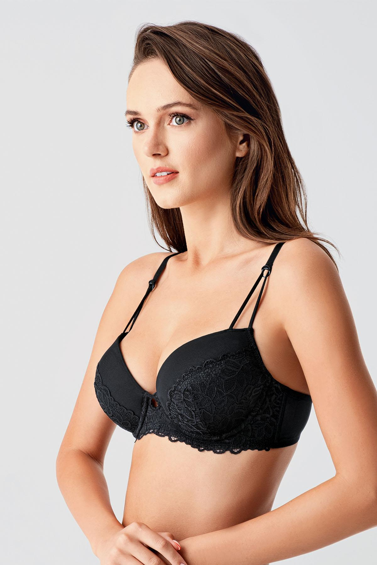 Push Up Dantel Detaylı Sütyen C18415 Siyah