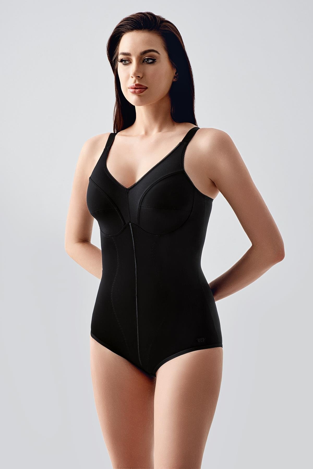 Sıkılaştırıcı Lazer Kesim Vücut Korse 9605 Siyah