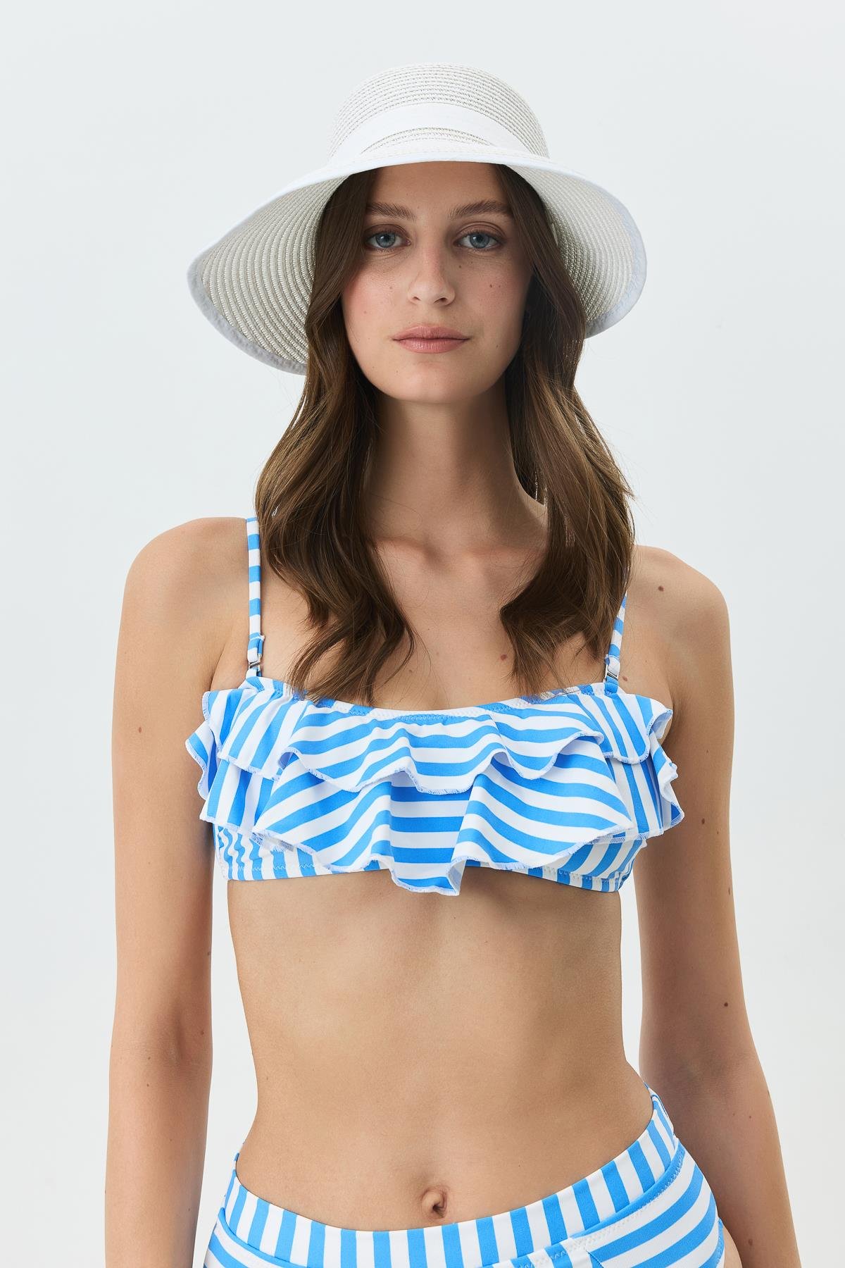 Siperli Hasır Plaj Şapkası Y25730-27 Beyaz