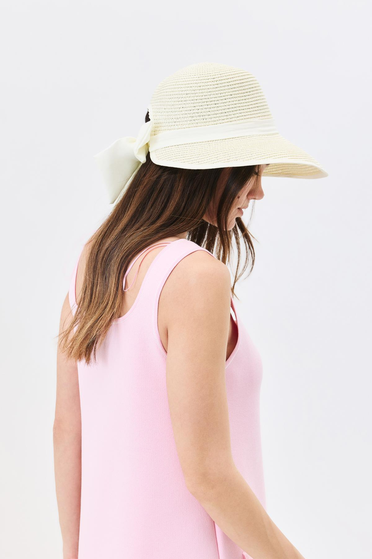 Siperli Hasır Plaj Şapkası Y25730-27 Krem