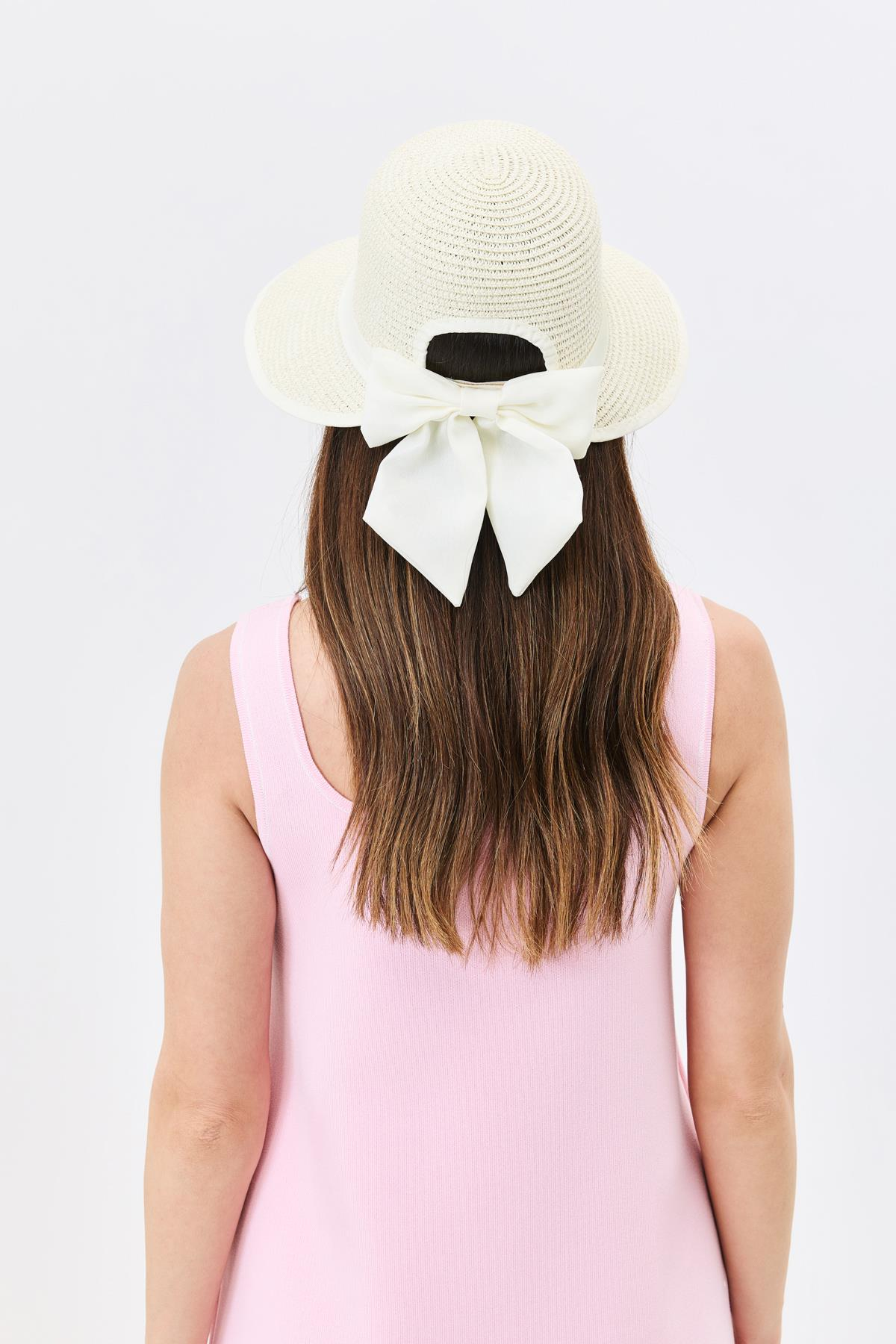 Siperli Hasır Plaj Şapkası Y25730-27 Krem