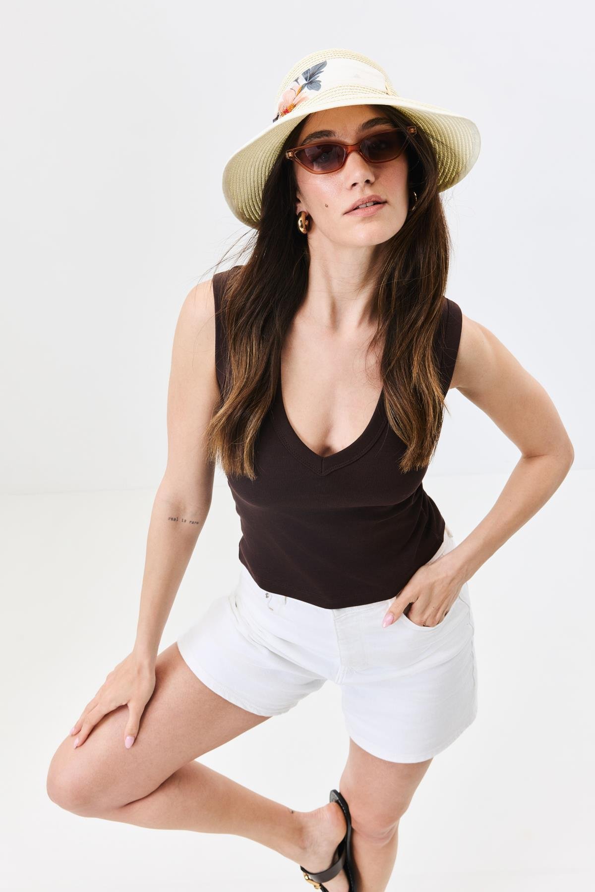 Siperli Hasır Plaj Şapkası Y25730-29 Krem