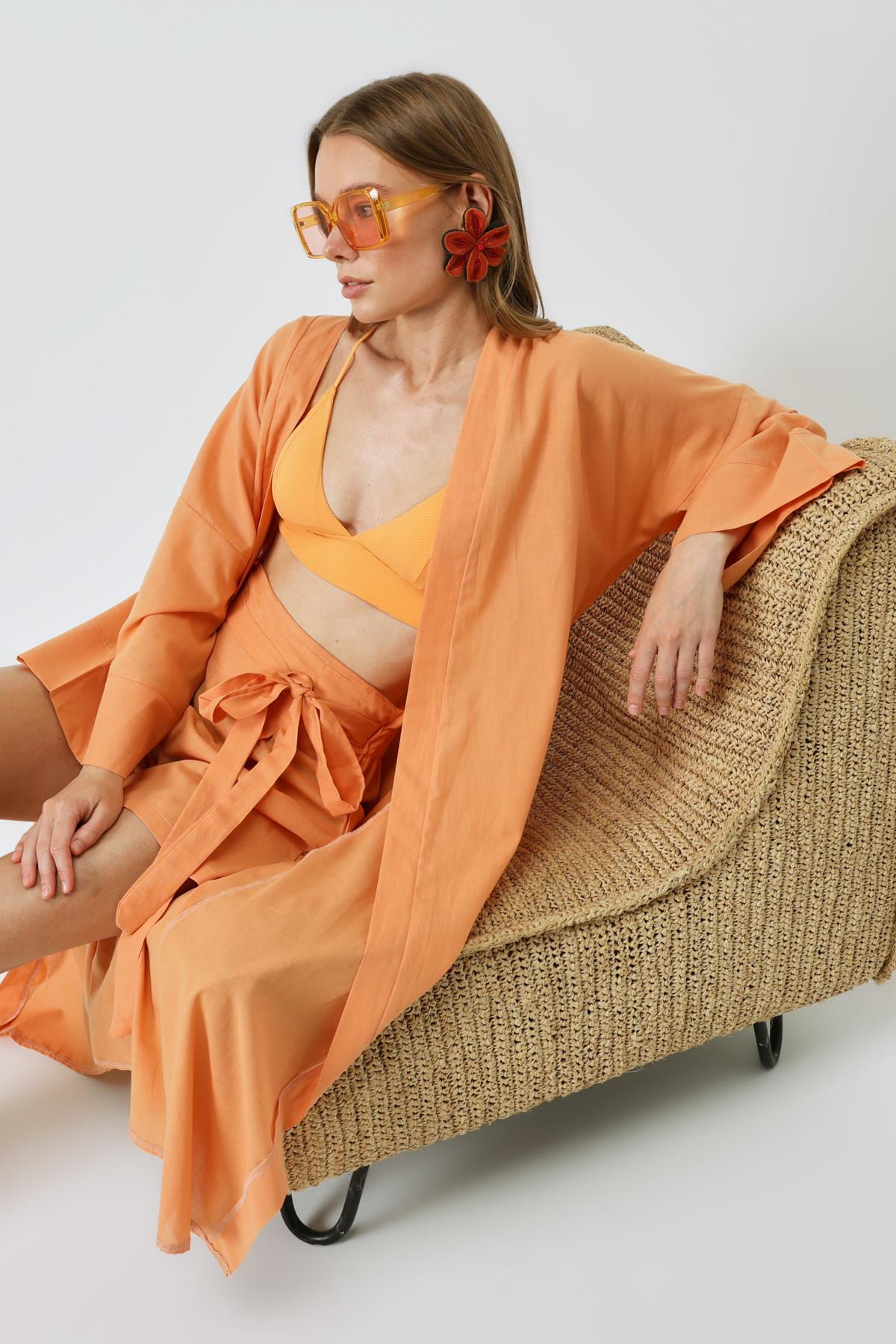 Şortlu Kimono Takım 9069 Kavun İçi