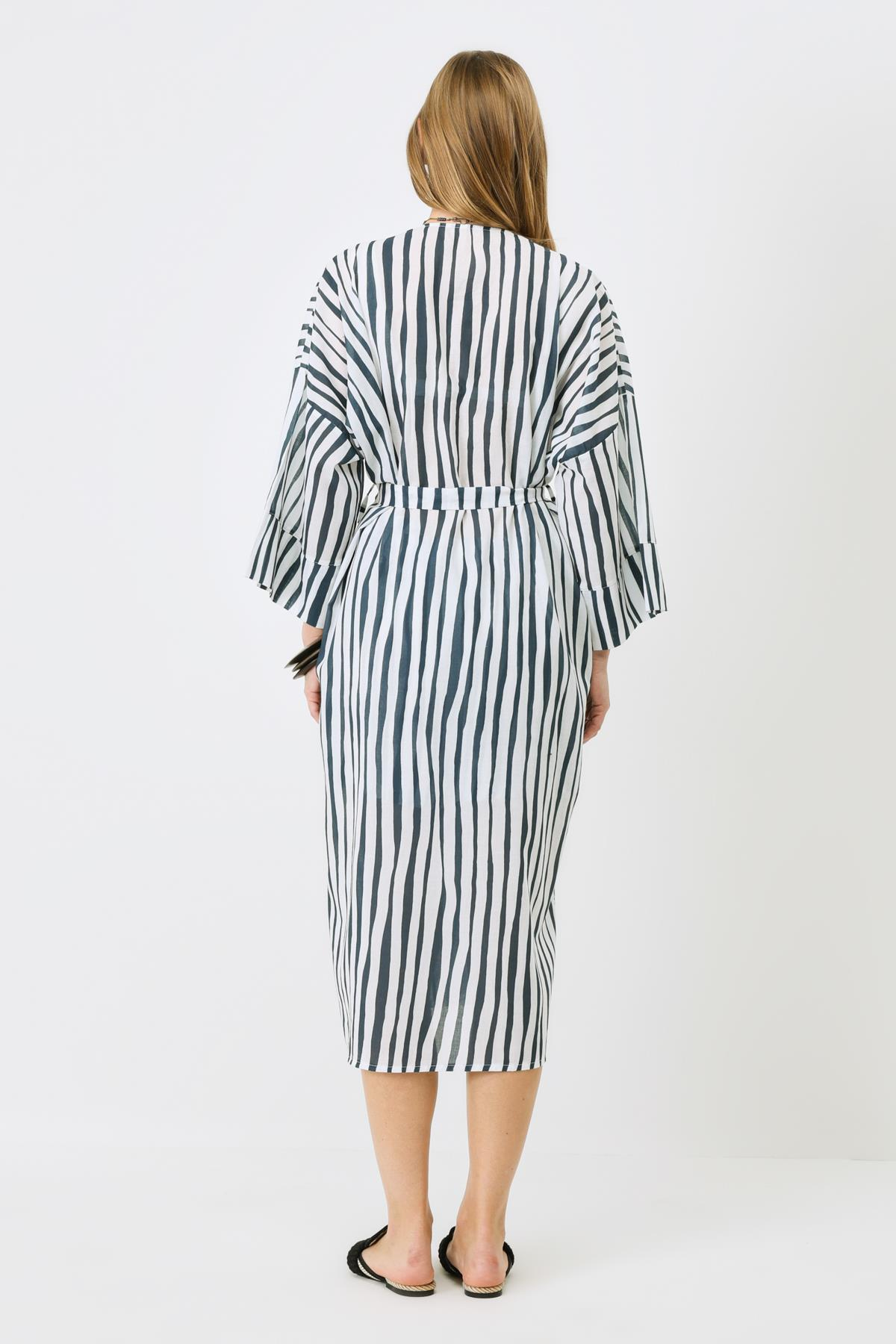 Şortlu Kimono Takım 9069 Mavi/Beyaz