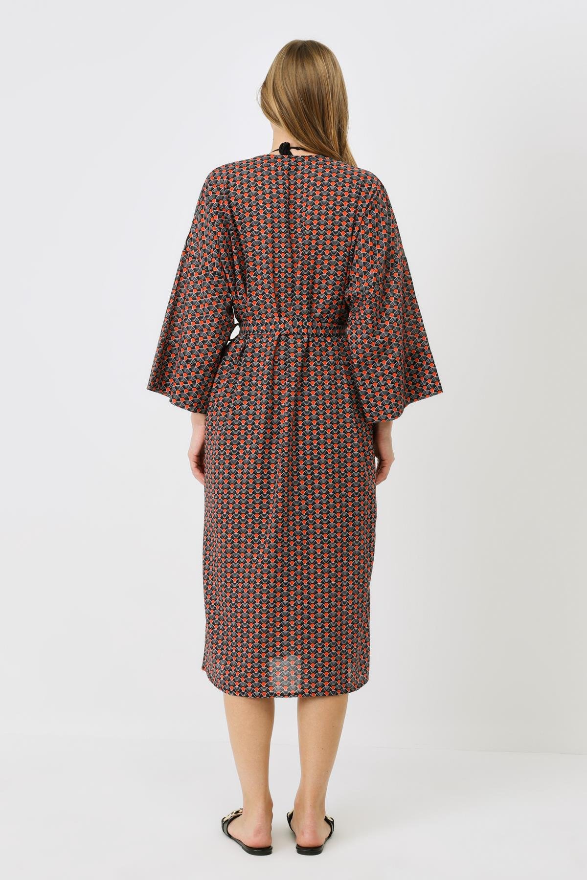 Şortlu Kimono Takım 9069 Siyah/Kremit