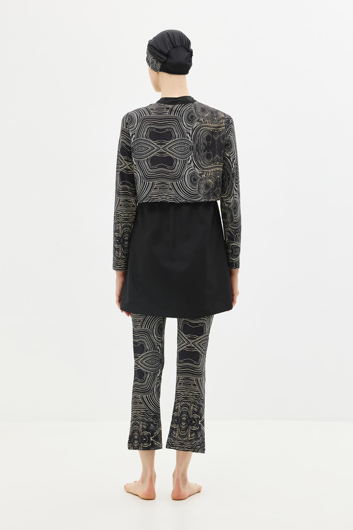 Tam Kapalı 4 lü Tesettür Mayo 4111 Siyah