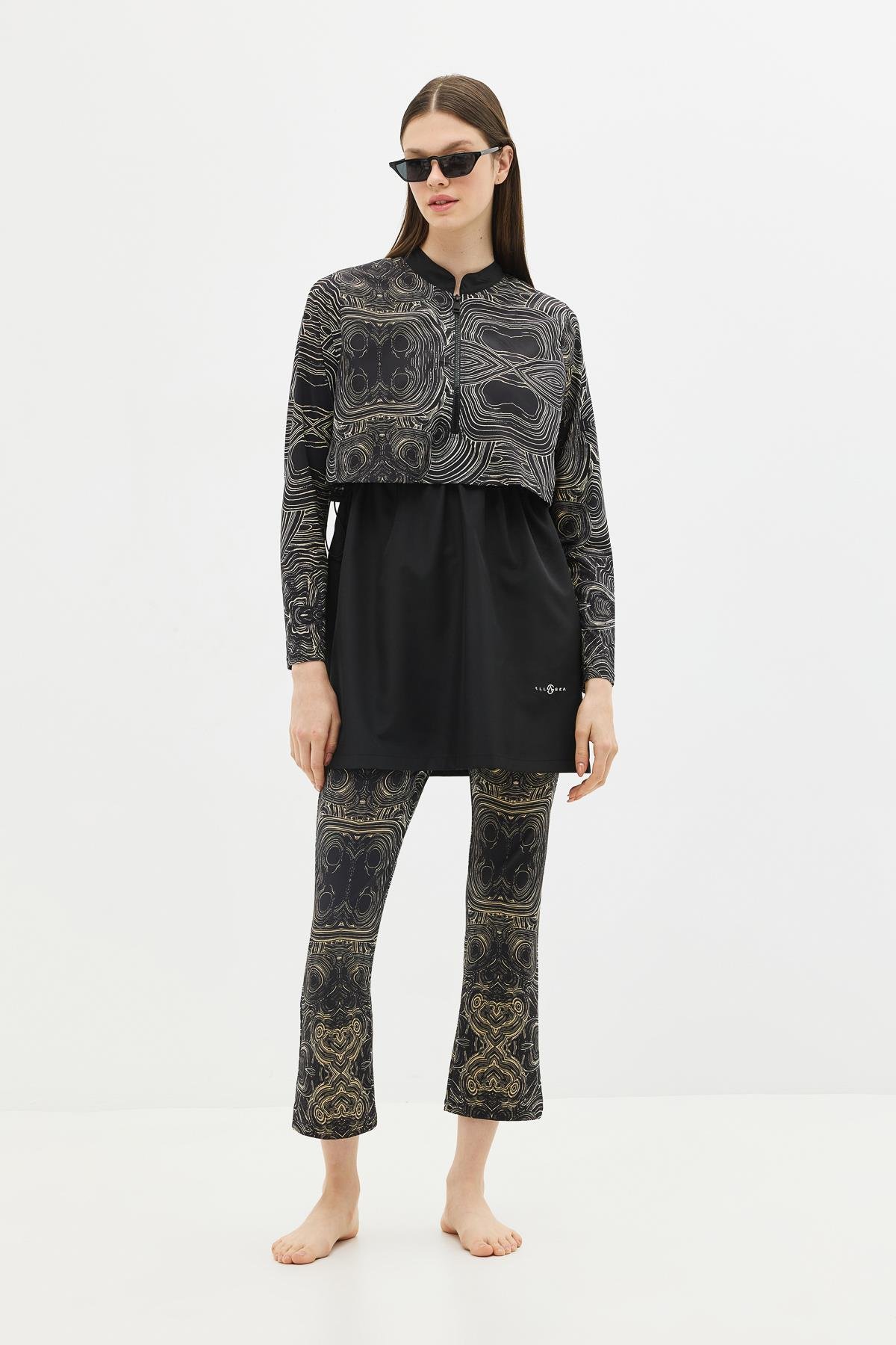 Tam Kapalı 4 lü Tesettür Mayo 4111 Siyah