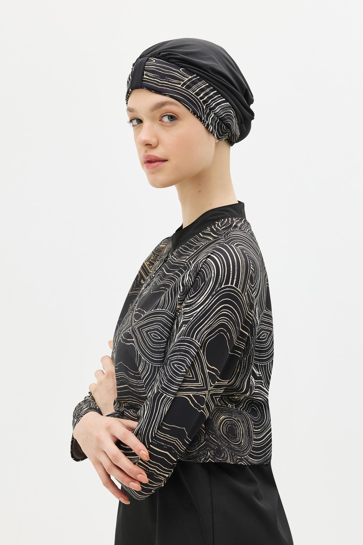 Tam Kapalı 4 lü Tesettür Mayo 4111 Siyah