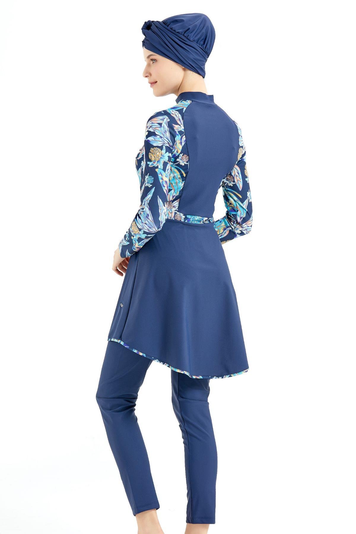 Tam Kapalı 4 lü Tesettür Mayo C14013 Lacivert