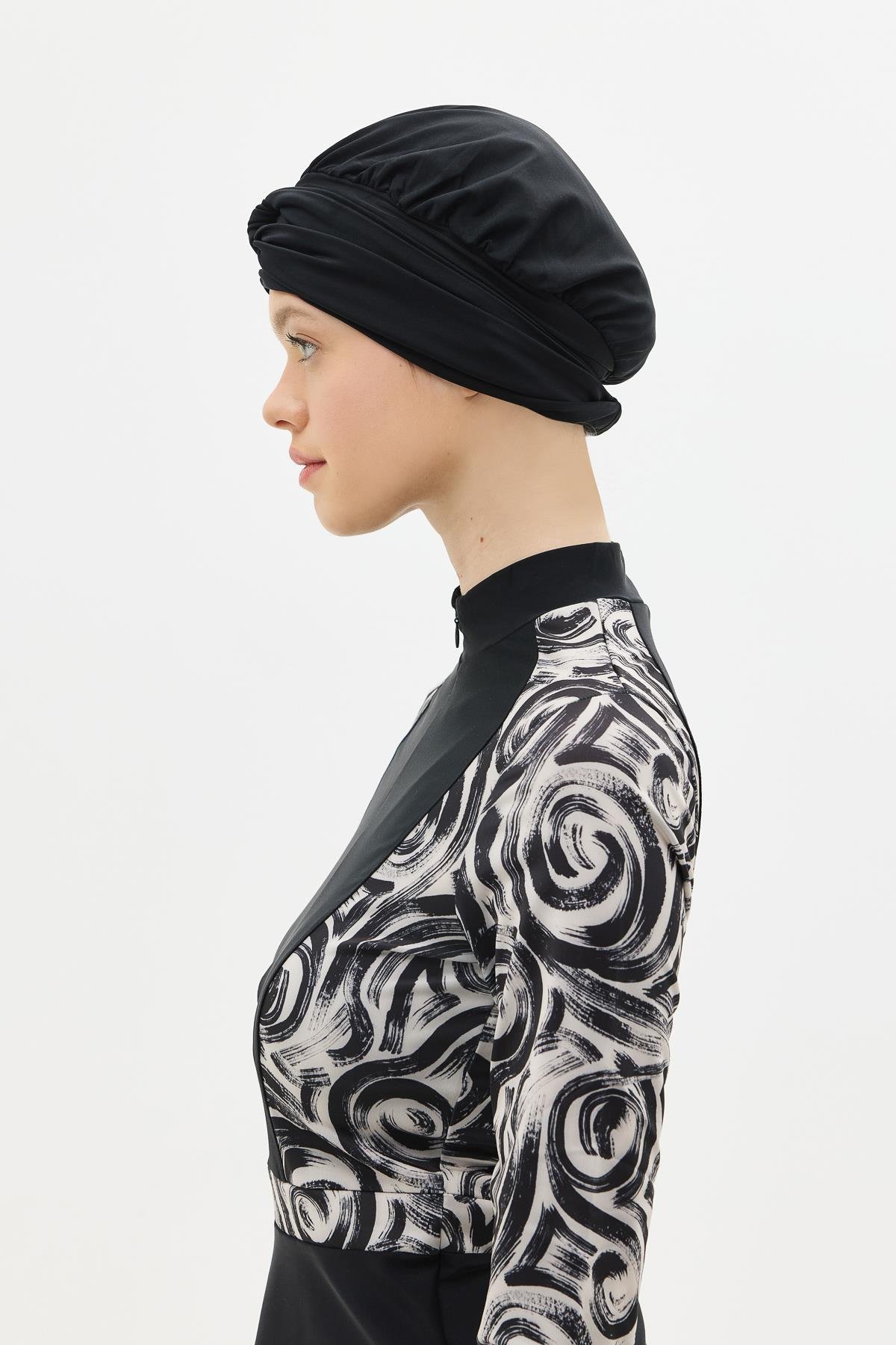 Tam Kapalı 4 lü Tesettür Mayo C14013 Siyah