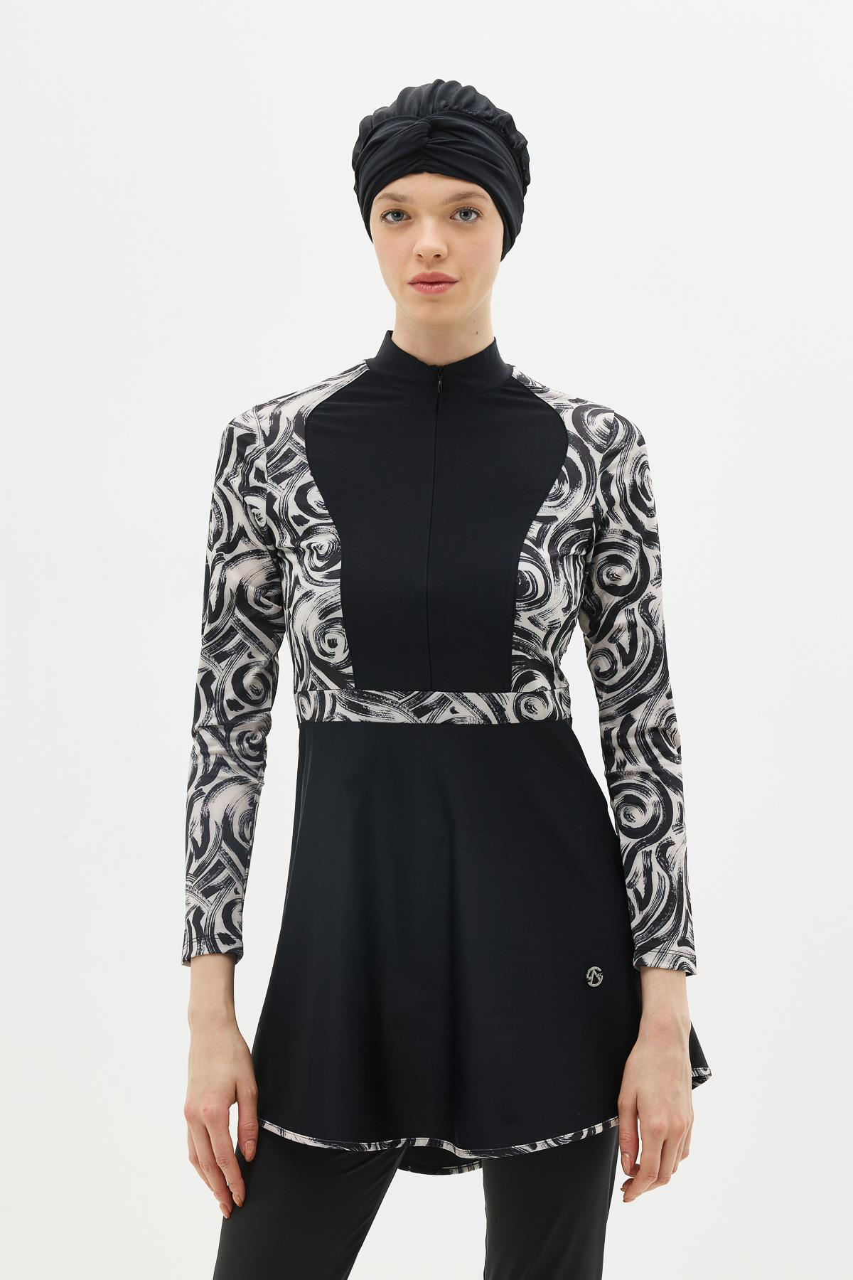 Tam Kapalı 4 lü Tesettür Mayo C14013 Siyah