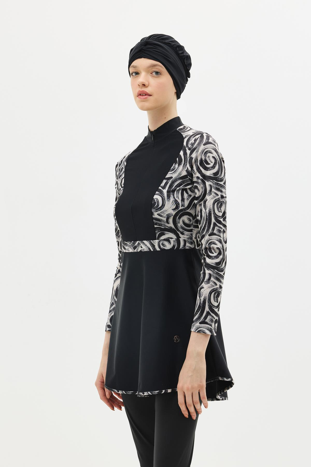 Tam Kapalı 4 lü Tesettür Mayo C14013 Siyah