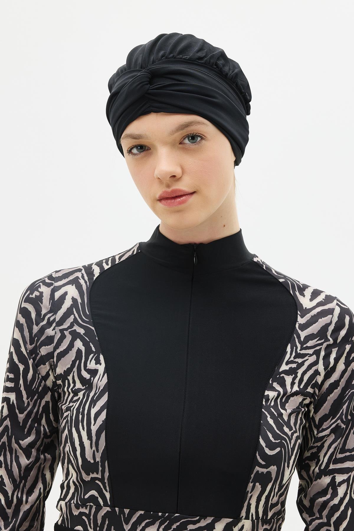 Tam Kapalı 4 lü Tesettür Mayo C14013 Zebra