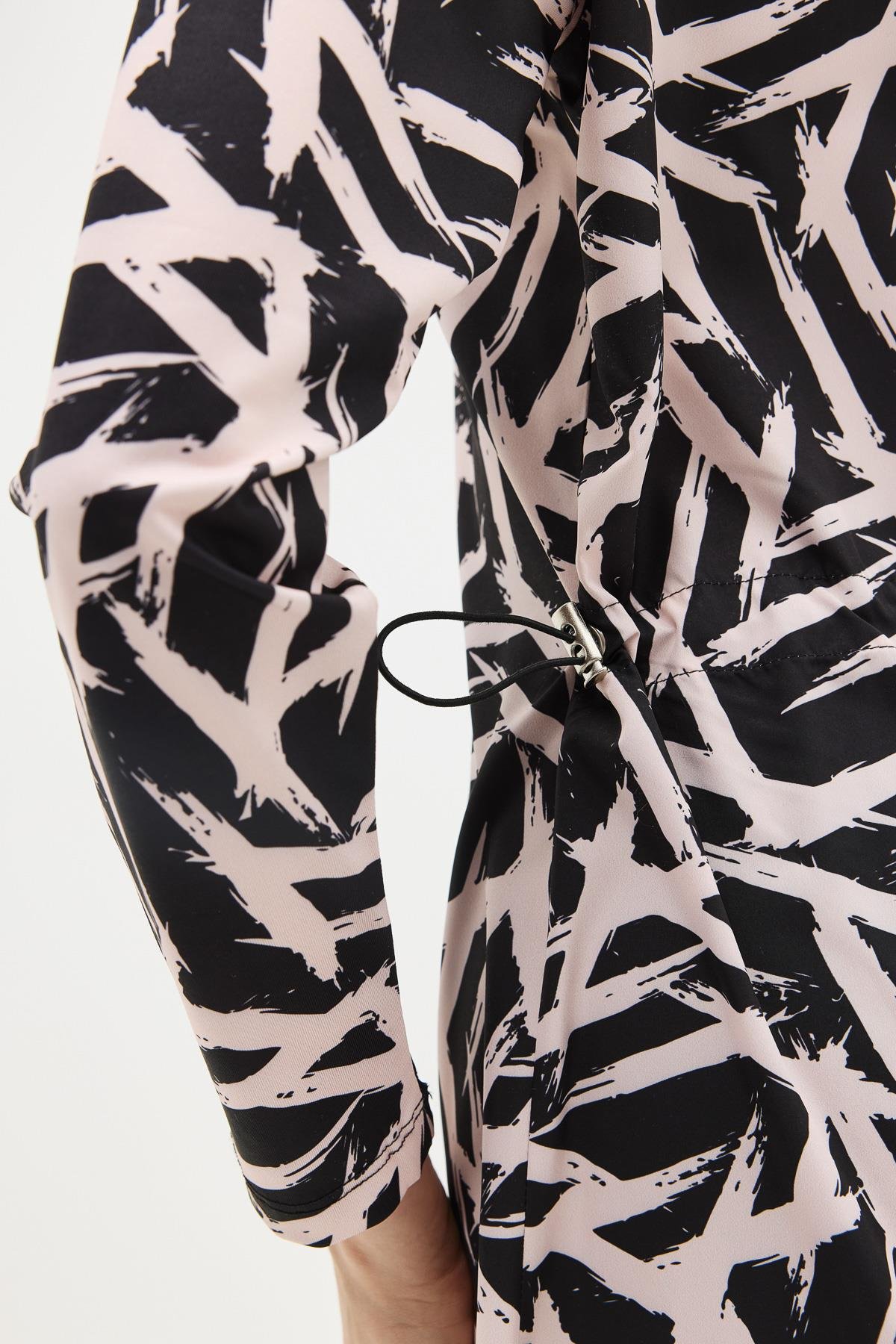 Tam Kapalı 5 li Tesettür Mayo 4152 Siyah/Pudra