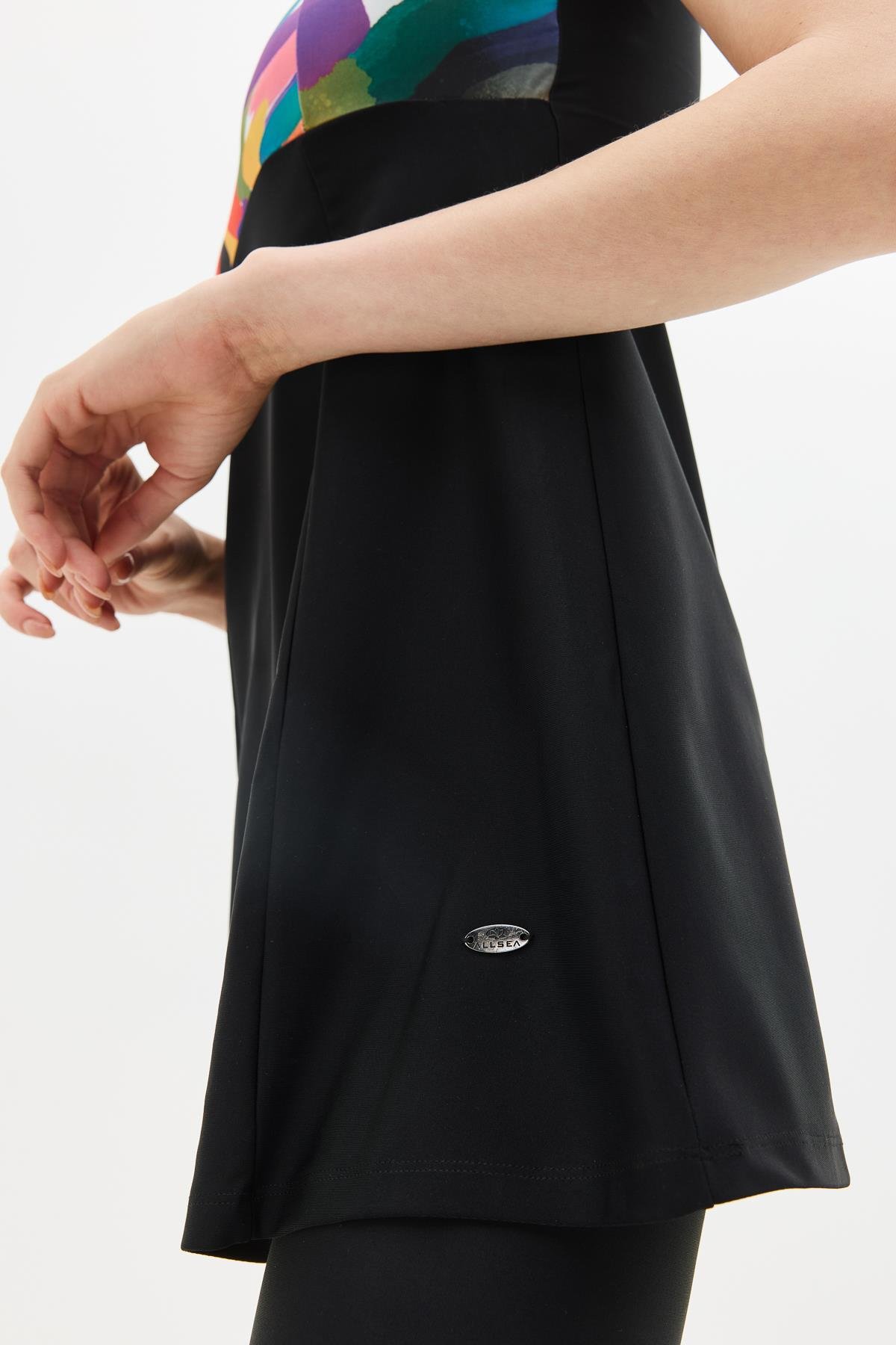 Taytlı Elbise Mayo C14380 Siyah/Çok Renkli