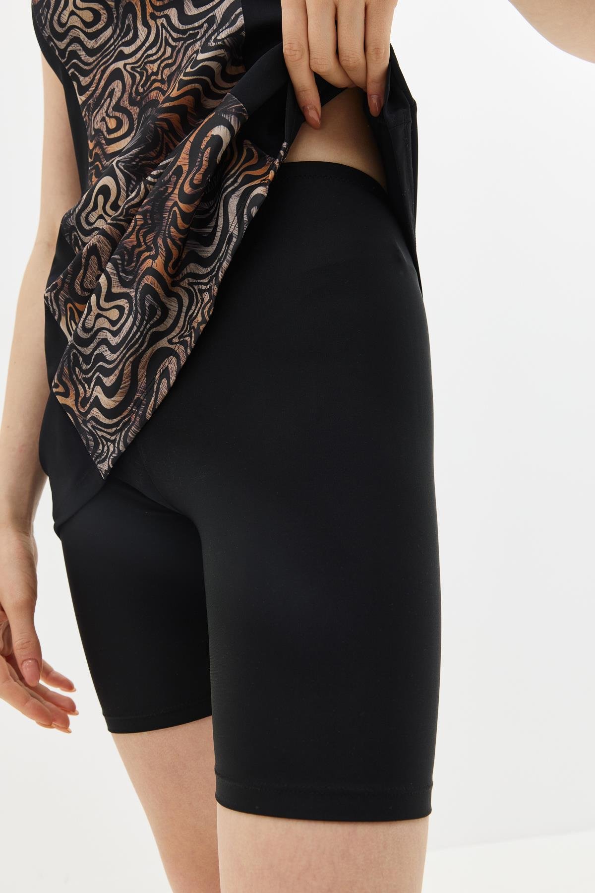 Taytlı Elbise Mayo C14384 Siyah/Kahverengi