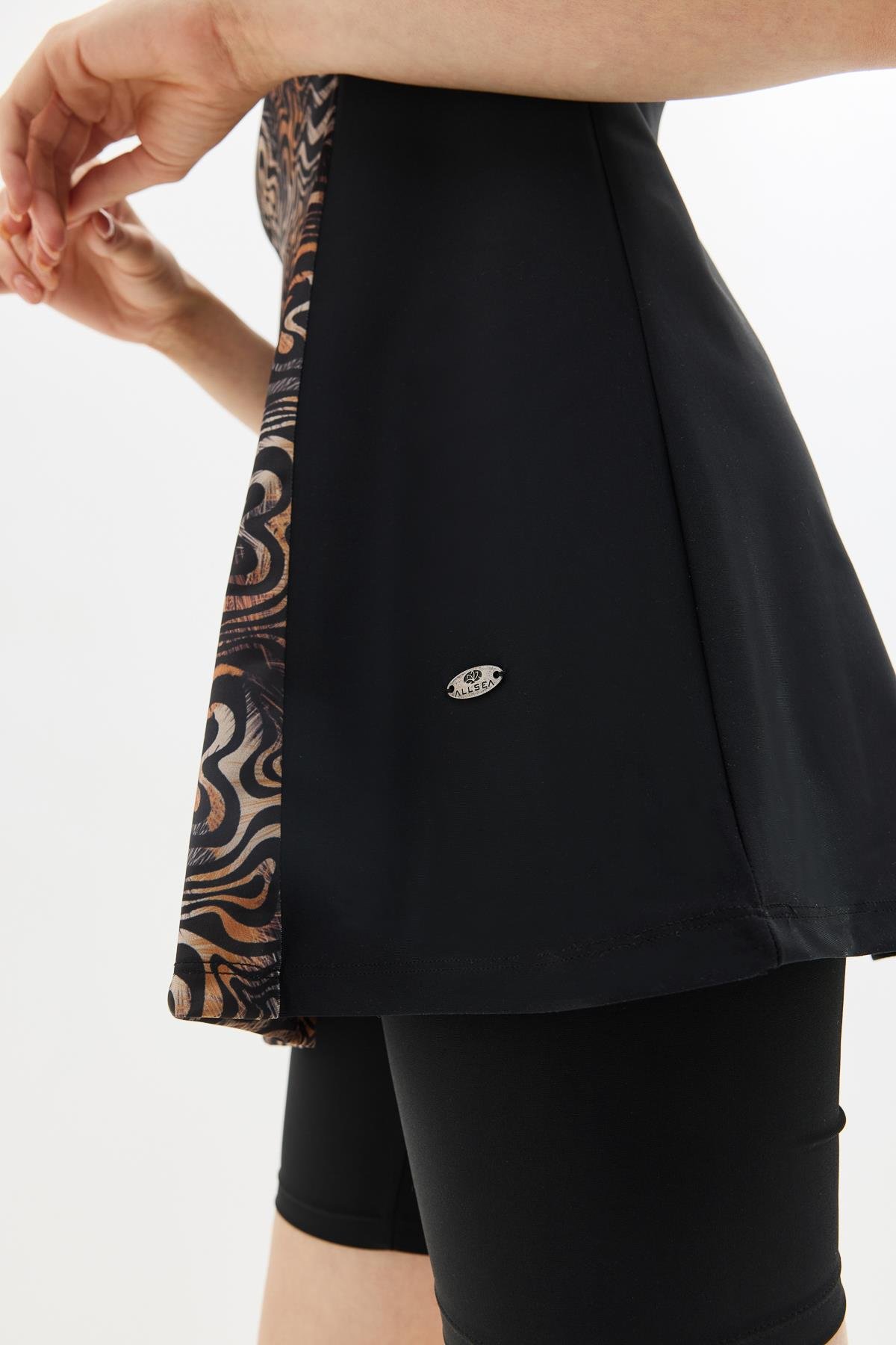 Taytlı Elbise Mayo C14384 Siyah/Kahverengi