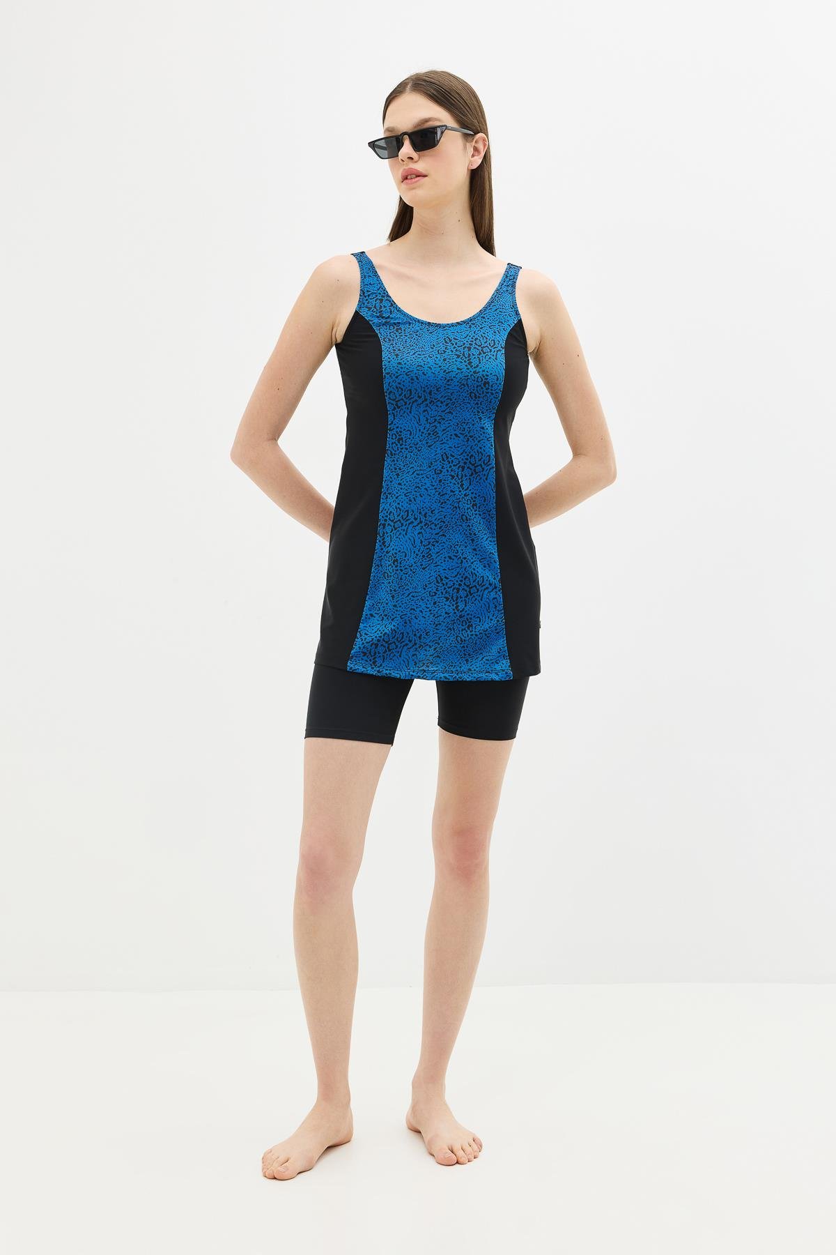 Taytlı Elbise Mayo C14384 Siyah/Sax