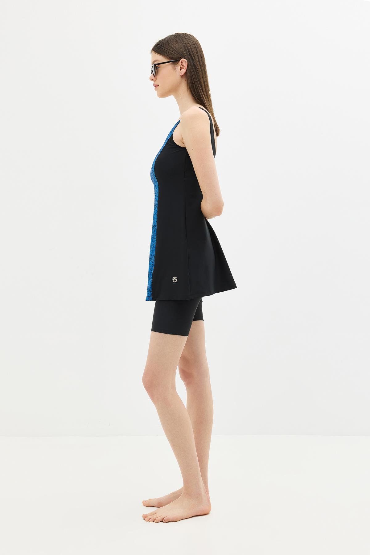 Taytlı Elbise Mayo C14384 Siyah/Sax