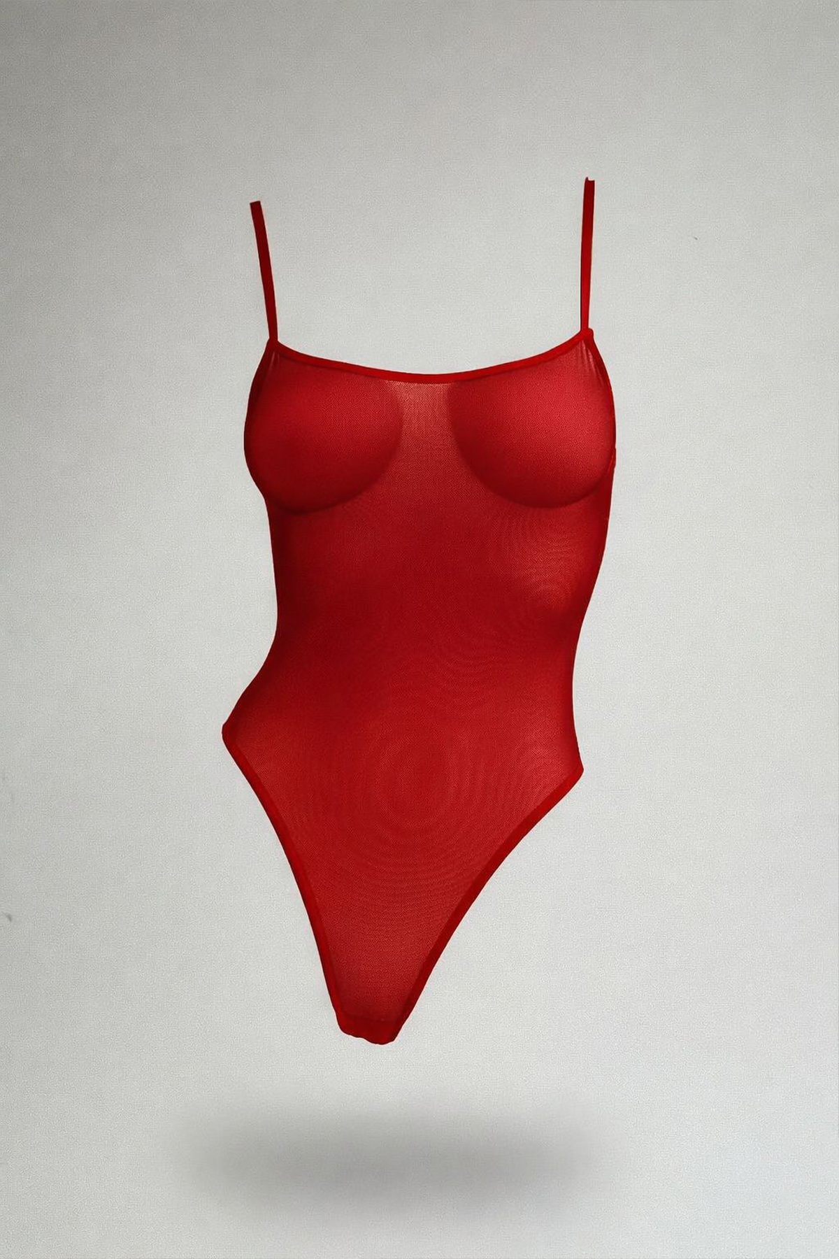 Tül Bodysuit Kırmızı