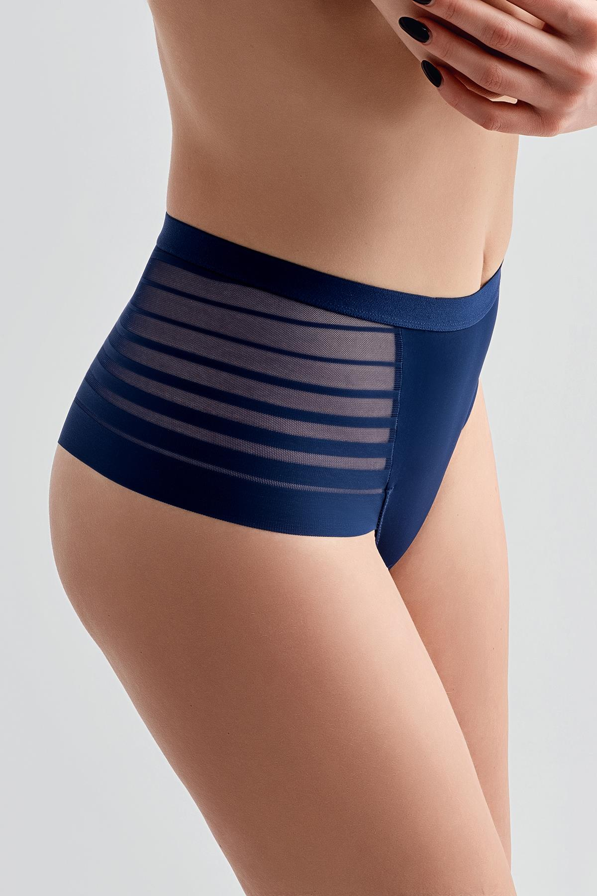 Tül Detaylı Brazilian Külot C19302 Lacivert