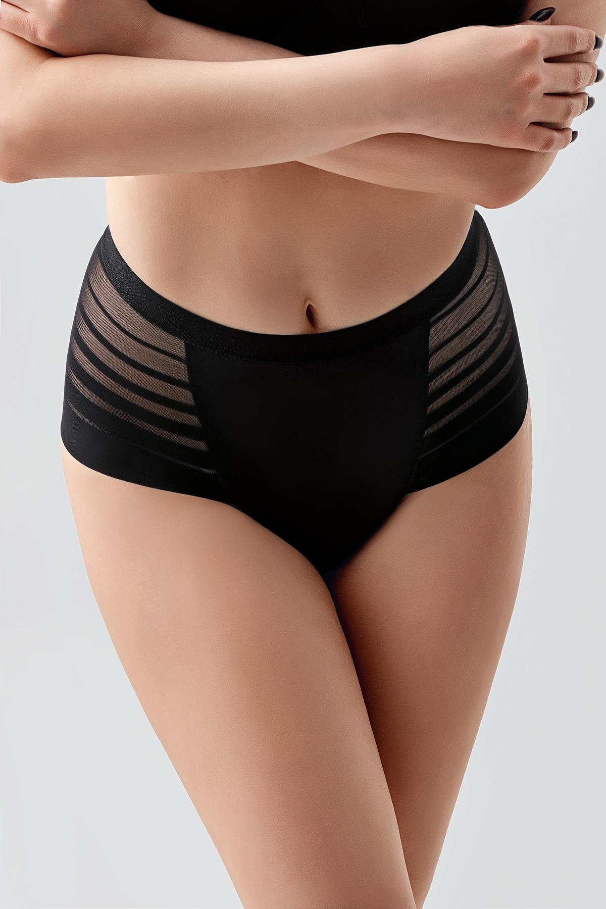 Tül Detaylı Brazilian Külot C19302 Siyah