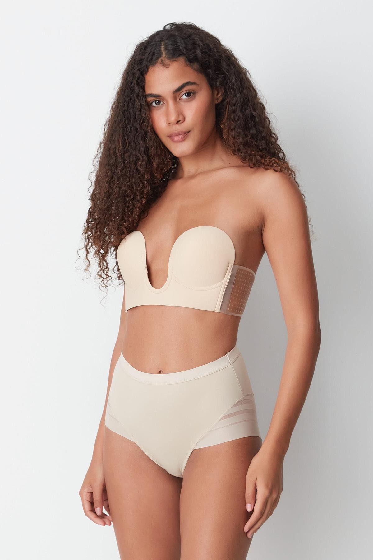 Tül Detaylı Yüksek Bel Korseli Külot C19301 Ten