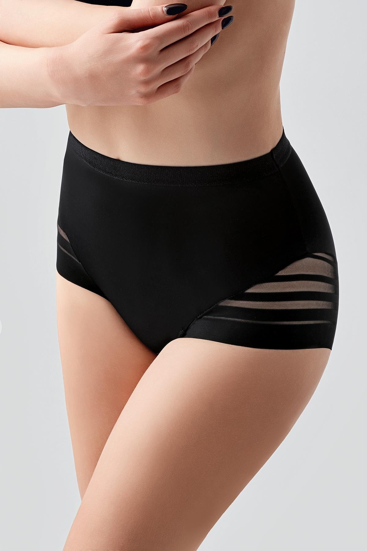 Tül Detaylı Yüksek Bel Korseli Külot C19301 Siyah