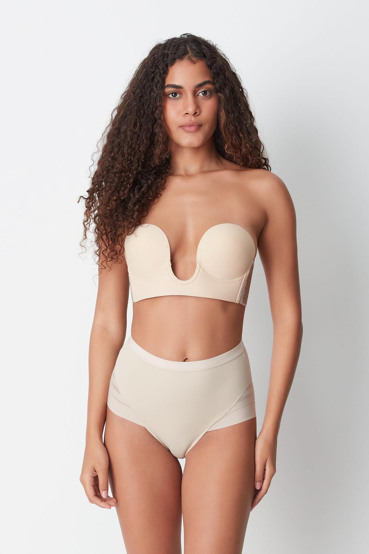 Tül Detaylı Yüksek Bel Korseli Külot C19301 Ten