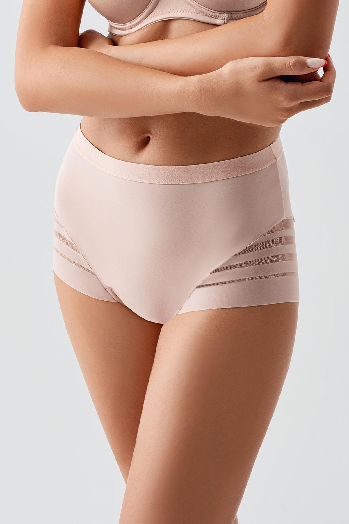 Tül Detaylı Yüksek Bel Korseli Külot C19301 Ten