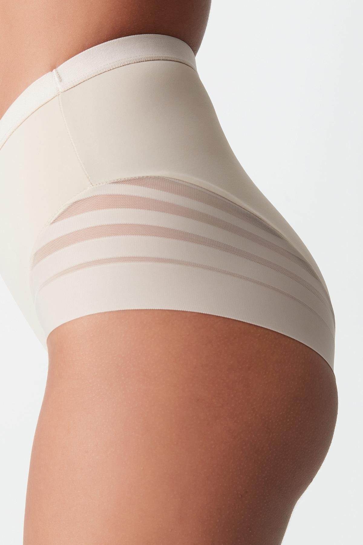 Tül Detaylı Yüksek Bel Korseli Külot C19301 Ten